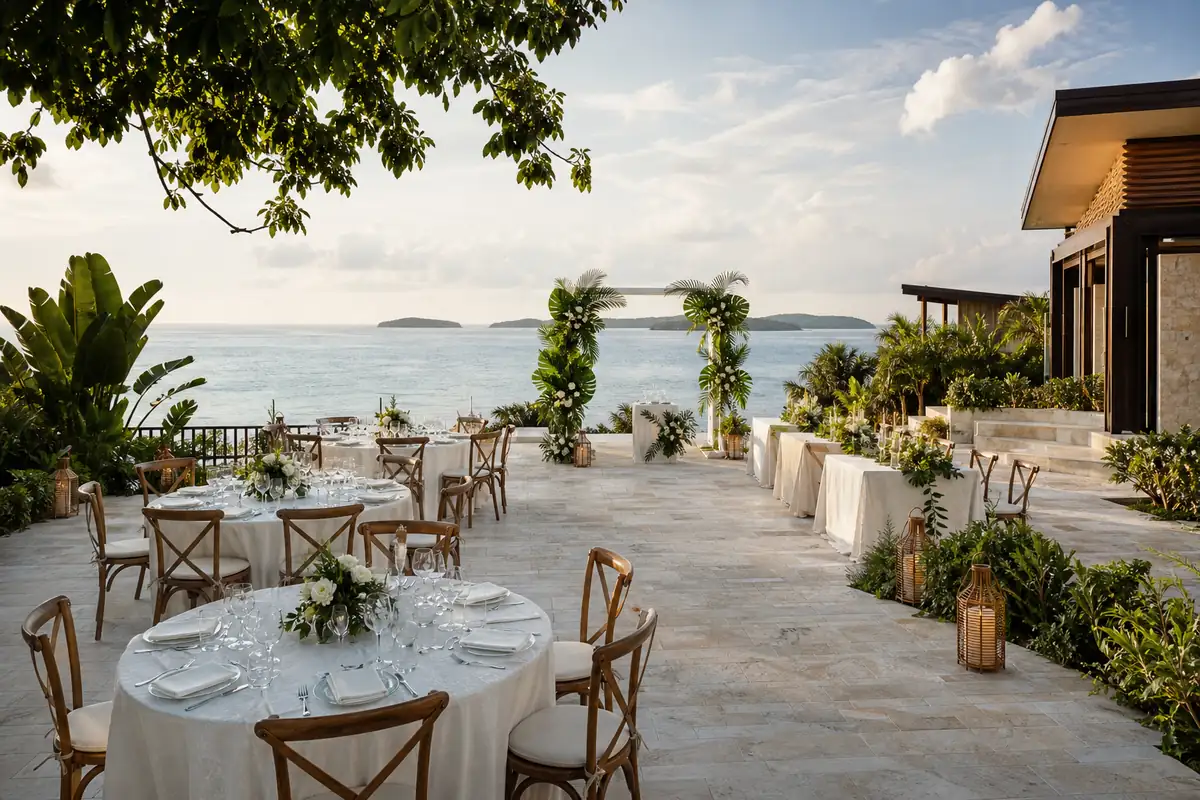 AI-generated event layout concept at a coastal resort on Mactan, Cebu